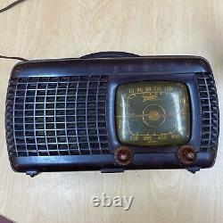 Zenith Tube Radio 6D520 Brown Bakelite Case AM Vintage 1940's NOT Working