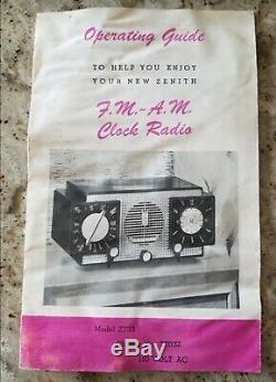 Zenith Tube Radio AM-FM/Alarm Model Z733 1955 Completely Operational