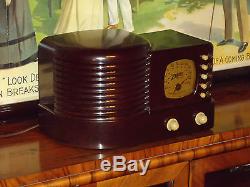 Zenith vintage tube radio 6D312 works great restored electronics Art Deco style